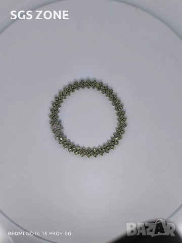 СРЕБЪРНА ГРИВНА С РЯДЪК КАМЪК АПАТИТ, снимка 3 - Гривни - 52392957