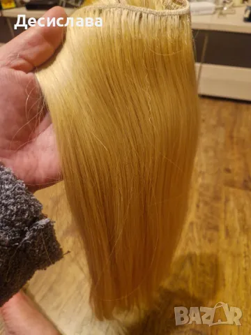 Славянска коса, естествена - на треса за трайно поставяне, рус цвят, снимка 6 - Аксесоари за коса - 49744250