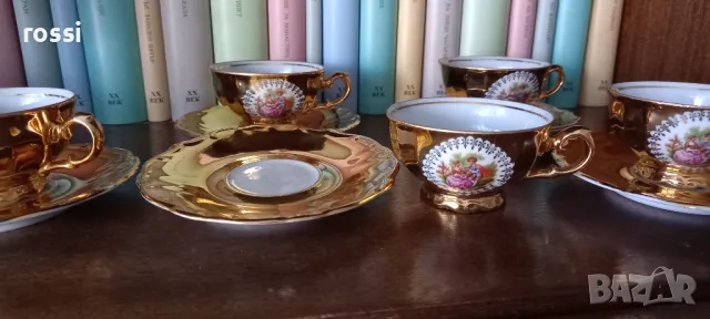 Vintag. Старинен(нов) позлата 24 кар. Немски сервиз за малко кафе, мока, еспресо., снимка 6 - Антикварни и старинни предмети - 48360252