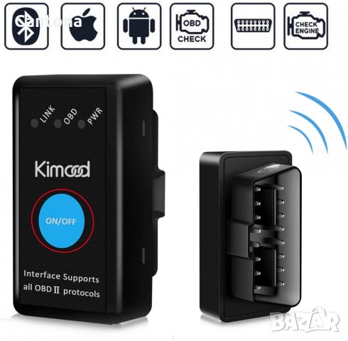 Kimood OBD2 Bluetooth 4.0, нова версия за диагностика на автомобили, снимка 1 - Аксесоари и консумативи - 34718397