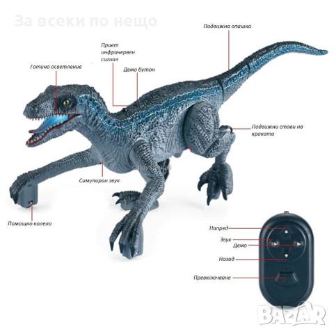 Детски интерактивен RC динозавър робот - ZIGO-TECH, снимка 3 - Електрически играчки - 44853360