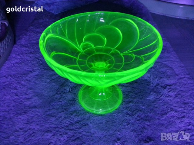 Кристална фруктиера ураново стъкло , снимка 10 - Антикварни и старинни предмети - 39989890