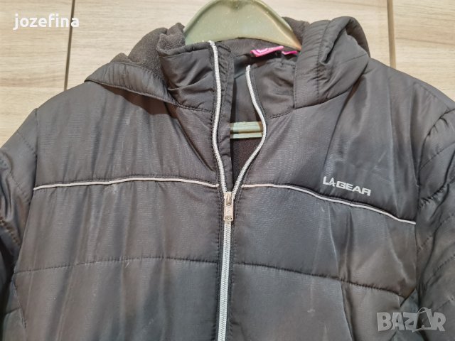 Зимно яке унисекс с качулка черно със светлоотразителни лентички, снимка 4 - Якета - 43329488