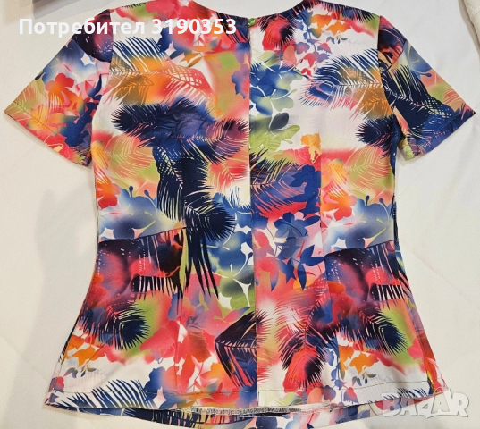 Дамска цветна блуза, снимка 4 - Корсети, бюстиета, топове - 51776405