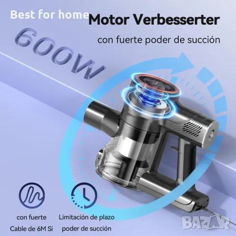 Прахосмукачка 6-в-1 с 6m кабел  YISORA I8, снимка 6 - Прахосмукачки - 49860458