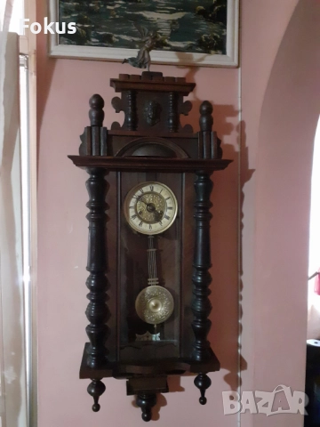 Стар френски антикварен стенен часовнис над 120 годишен, снимка 2 - Антикварни и старинни предмети - 51485976