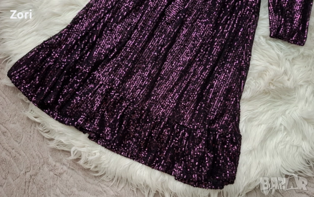 РАЗКОШНА рокля, цялата в лилави пайети, снимка 5 - Рокли - 52531264