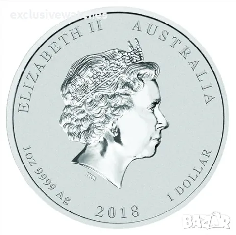 1 унция сребърна монета Australia Lunar II Dog 2018 - Privy Mark Lion, снимка 2 - Нумизматика и бонистика - 47549968