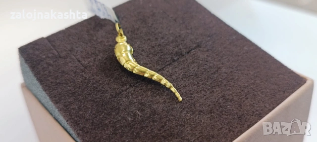 Нова-Златна висулка Рог-0,47гр/14кр, снимка 3 - Колиета, медальони, синджири - 53324218