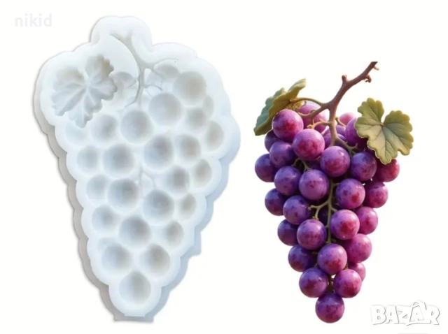 Гроздова чепка грозде с листа силиконов молд форма фондан шоколад гипс декор