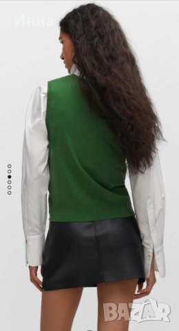 Елек MANGO Sразмер зелен фино плетиво жилетка пуловер , снимка 5 - Жилетки - 43543732