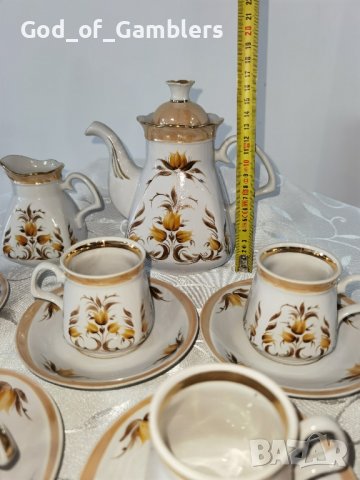 Стар руски сервиз за кафе - ръчно декориран, снимка 7 - Антикварни и старинни предмети - 43262860