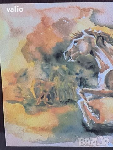 Рисувана и подписана картина коне, снимка 4 - Картини - 39313096