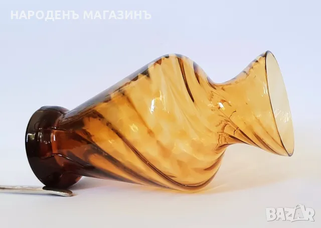 Ваза MURANO МУРАНО модел "Спирала" амбър кехлибар цветя , снимка 4 - Други ценни предмети - 47727652