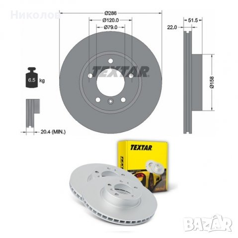 Спирачни дискове TEXTAR PRO за BMW E36/ E46 286x22 мм - 58.00 лв./ бр., снимка 1