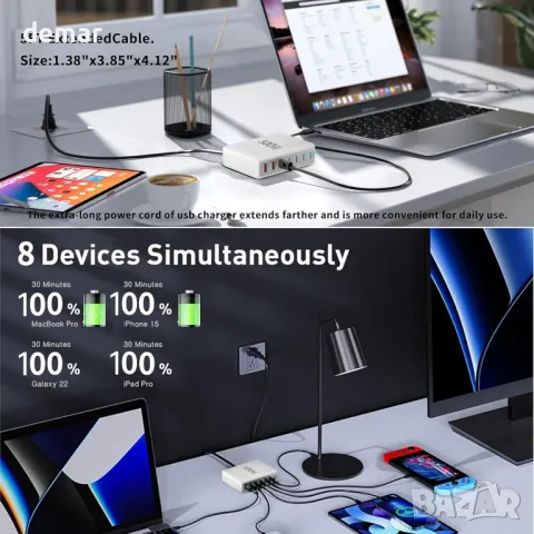 USB C зарядно устройство 500 W, 8 порта GaN3 USB C зарядна станция, снимка 4 - Друга електроника - 48876698
