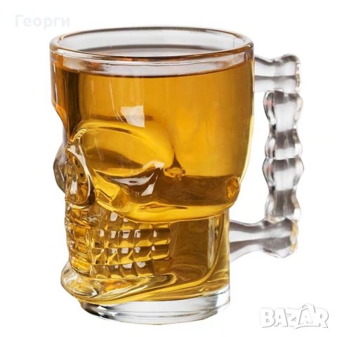 Уникална стъклена халба във форма на Череп, снимка 6 - Чаши - 43543878