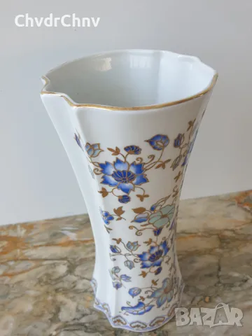 Limoges 26см/Лимож стара френска порцеланова ваза/цветя-злато, снимка 4 - Вази - 49247193