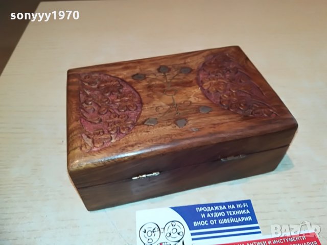 КРАСИВА ДЪРВЕНА КУТИЯ С ЧЕРЕН КАМЪК-16Х10Х6СМ, снимка 15 - Антикварни и старинни предмети - 28722844