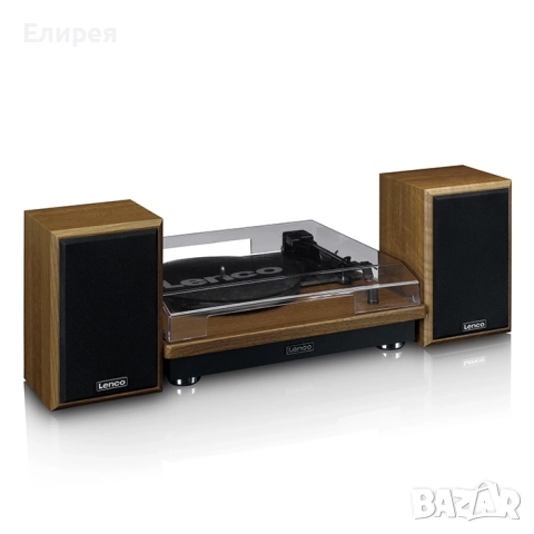Грамофон и колони Lenco LS 100WD кафяв, снимка 3 - Грамофони - 52187934