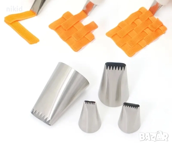 4 бр накрайник за пош кошница плетиво крем украса торта декор, снимка 3 - Аксесоари за кухня - 52426977