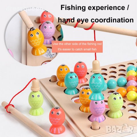 3584 Дървен пъзел с топчета и магнитни рибки, снимка 5 - Игри и пъзели - 37742844