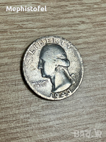 1/4 долар (Quarter Dollar) 1943 г, САЩ - сребърна монета