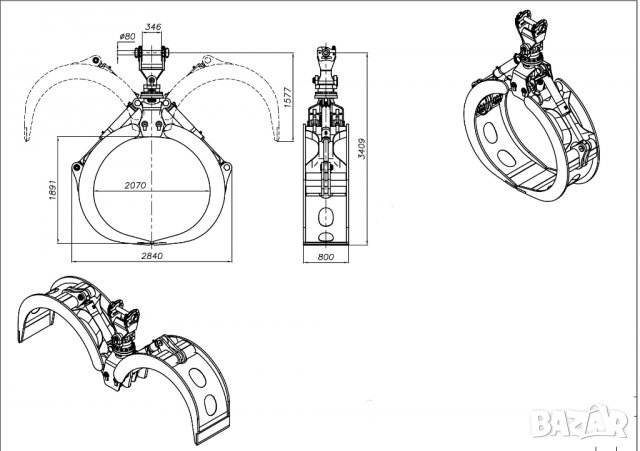 Хидравлични грайфери(щипки) за багери, снимка 4 - Индустриална техника - 39786277