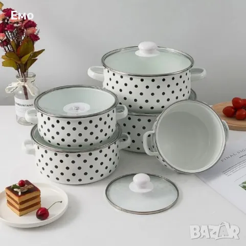 Комплект емайлирани тенджери от 10 части, 16 - 24см., снимка 2 - Съдове за готвене - 48160315