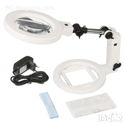 Професионална голяма увеличителна настолна лупа с LED осветление за четене гоблени бродиране шиене, снимка 3 - Други инструменти - 50921104