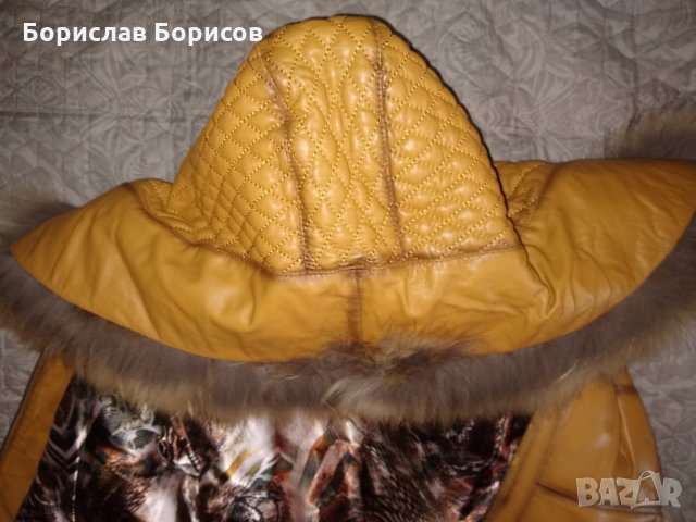  Яке естествена кожа с лисича качулка, снимка 4 - Якета - 27026362