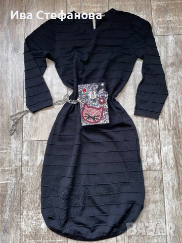 Нова елестична елегантна бандажна черна парти рокля изчистен класически модел , снимка 11 - Рокли - 39576816