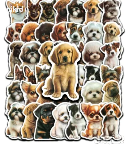 4 вид 50 бр Куче кучета кученца самозалепващи лепенки стикери за украса декор картонена торта