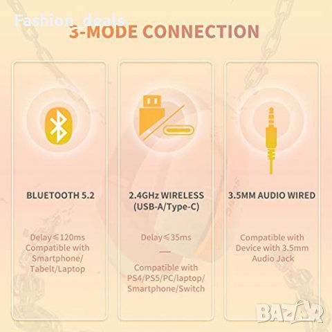 Нови SOMiC G810 Безжични леки слушалки с микрофон 50 часа работа PS4/5, снимка 2 - Bluetooth слушалки - 40102368