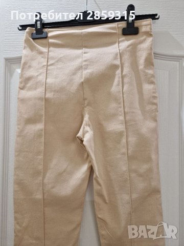 Спортно-елегантен дамски бежов панталон / клин (с ръб), снимка 5 - Панталони - 37175534