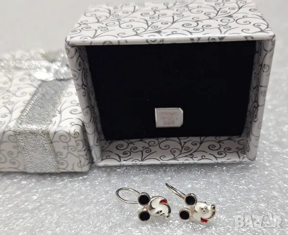 Детски Сребърни Обеци Мини Маус (проба 925)-1,73 грама, снимка 2 - Обеци - 48661016