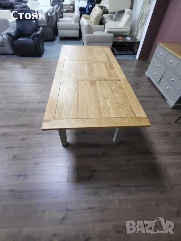 Дървена трапезна разтегателна маса 100 % дъб за 6 - 8 човека, снимка 10 - Маси - 43286518