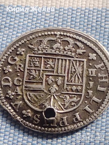 Сребърна монета 2 реала Филип пети Суенка Испания 8993, снимка 3 - Нумизматика и бонистика - 42970104