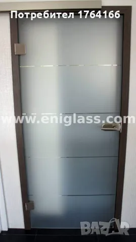 Интериорна закалена стъклена врата с мат и алуминиева каса, снимка 7 - Интериорни врати - 47894103