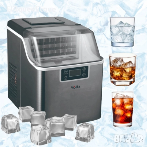 Ледогенератор Oliver Voltz, 170W, 22кг/24ч, 3.2 л, 24 квадратни кубчета за цикъл работа, Инокс, снимка 2 - Друга електроника - 52182771