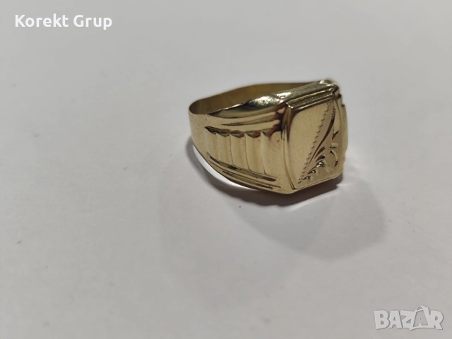 Златен мъжки пръстен 14к, снимка 2 - Пръстени - 52901282