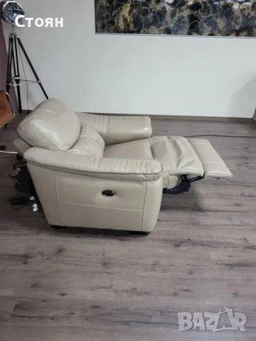 Кремав кожен фотьойл с електрически релаксиращ механизъм, снимка 11 - Дивани и мека мебел - 43429104