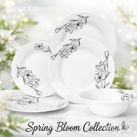 Комплект чинии 24 части с елегантен винтидж дизайн – Възвишен стил за всяка трапеза, снимка 3 - Сервизи - 53305546