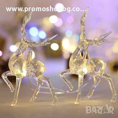 Коледна декорация с LED светещи еленчета, топло бяло, снимка 4 - Декорация за дома - 52409010