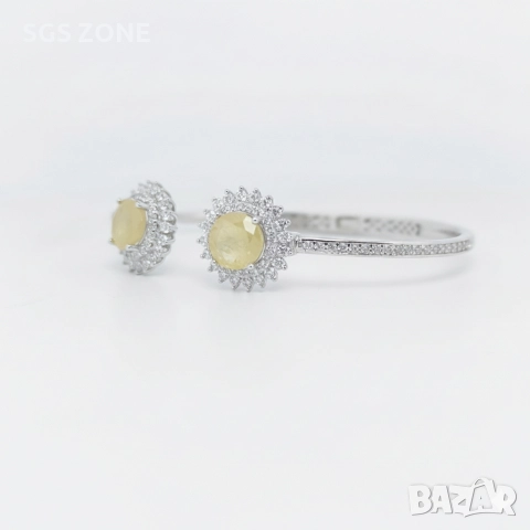 Стилна сребърна гривна с жълт сапфир