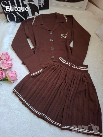 дамски плетени комплекти жилетка и пола miu miu , снимка 7 - Комплекти - 52606241