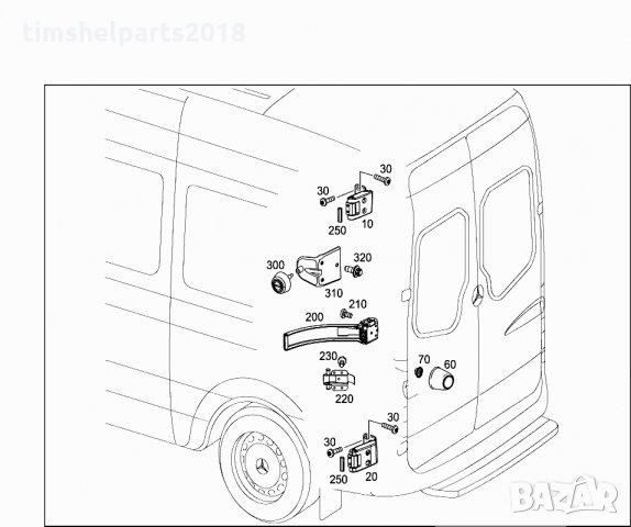 Ограничител за задна врата за MERCEDES SPRINTER 2006.7 Volkswagen Crafter 2006.7-, снимка 3 - Части - 25835980
