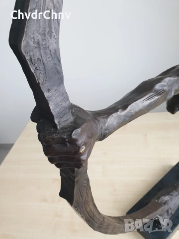 77см-10кг McKenzie статуя-композиция/канадска голяма бронзова скулптура/фигура на индианец с лък, снимка 10 - Статуетки - 52893100