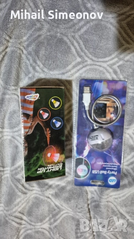Светещи пера за федербал/бадминтон + Usb,LED многоцветна светеща парти топка, снимка 2 - Тенис - 52877597