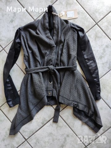 Връхна дреха с кожени ръкави, снимка 15 - Блузи с дълъг ръкав и пуловери - 26237509